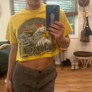Crop yellow Harley graphic tee